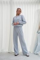 Luksusowy Komplet Damski Masełko Bluza Rozpinana + Spodnie Wide Leg Premium Soft Touch Elegancja & Komfort-BŁĘKIT